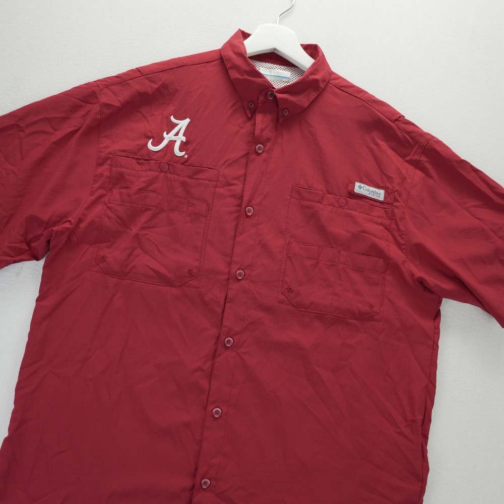 Columbia PFG Alabama Crimson Tide Fishing Shirt Mens Medium Red Tamiami II S/S